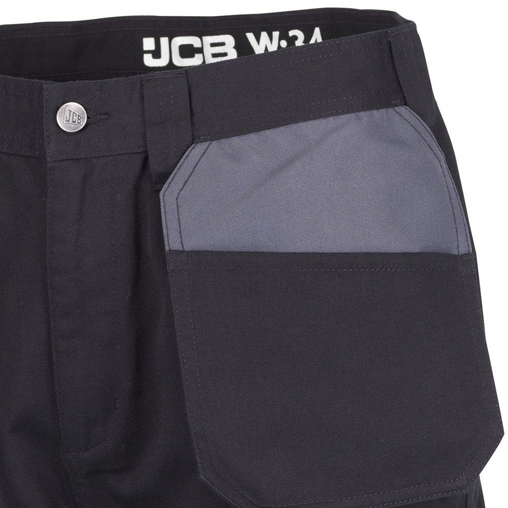 2 x JCB Mens Work Shorts Multi Pocket Triple Stitch Knee Length Cargo Trousers 