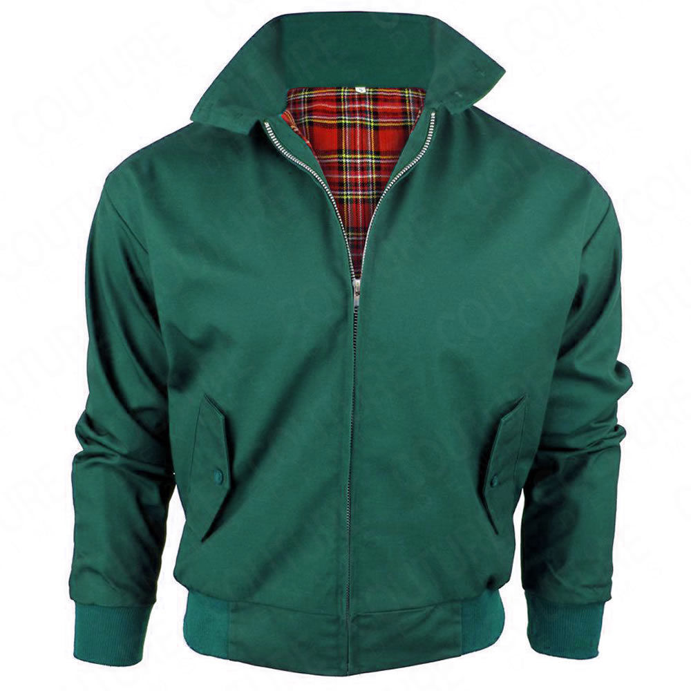 Harrington Jacket With Tartan Lining British Made Mens Zip Up Classic