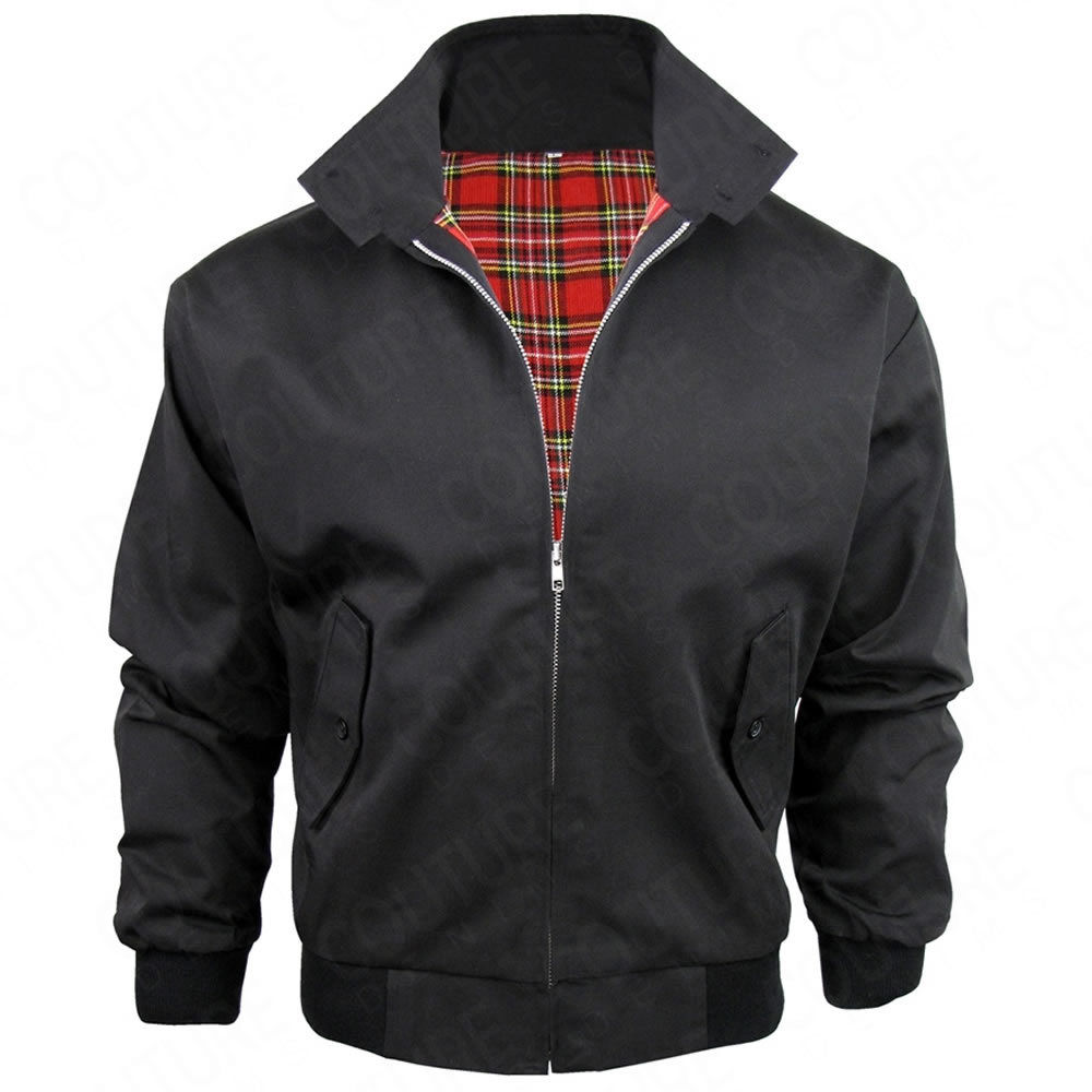 Harrington Jacket With Tartan Lining British Made Mens Zip Up Classic