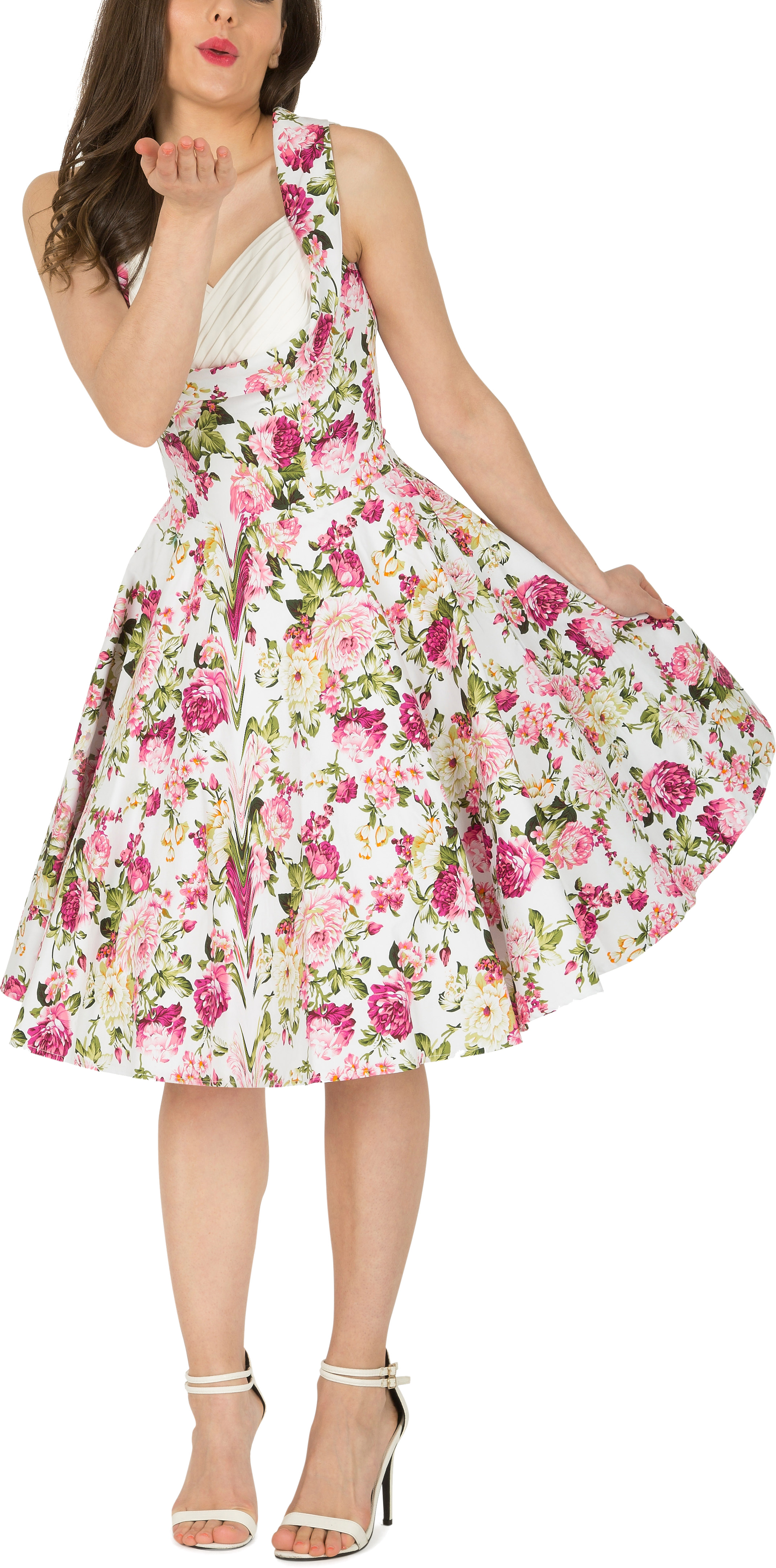 Aura Classic Divinty Vintage 50s Full Circle Floral Rockabilly Swing Dress Ebay 