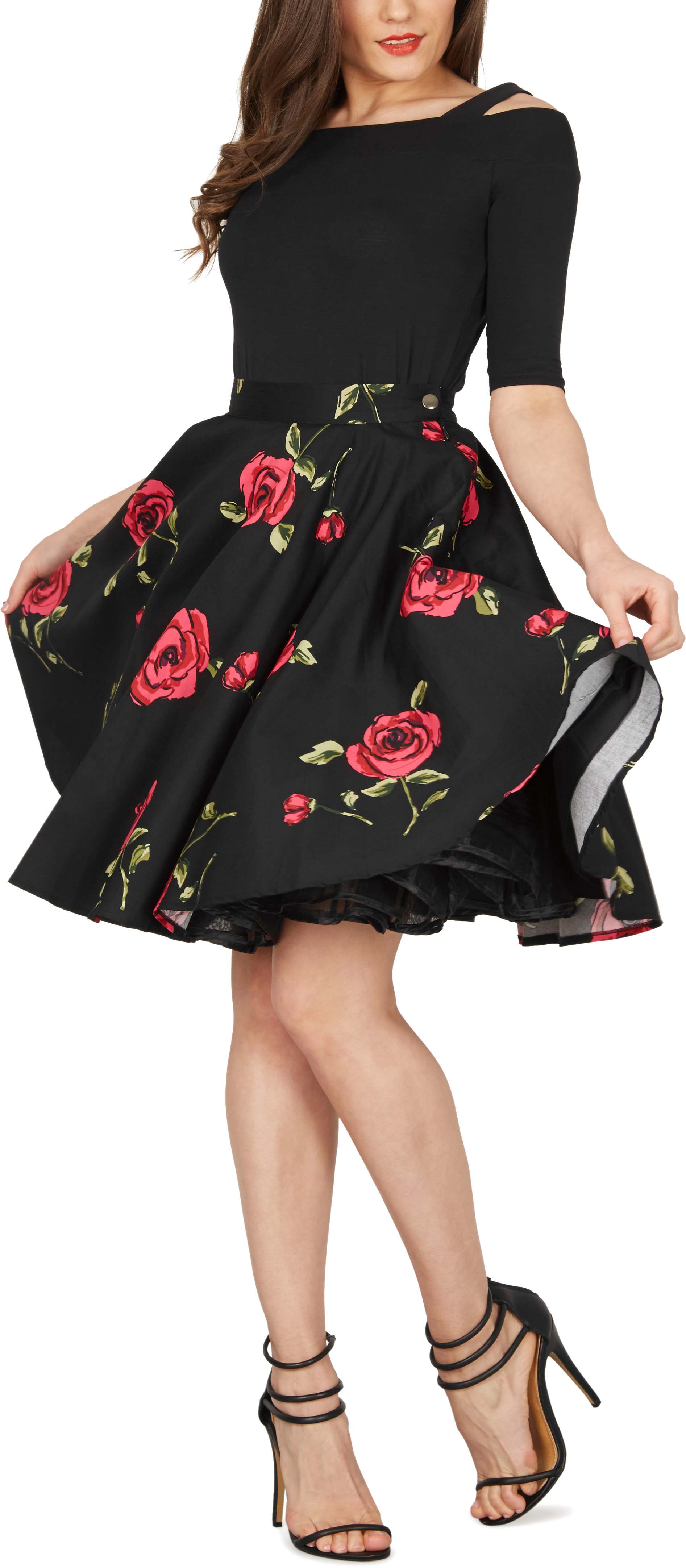 Stunning Floral Vintage Rockabilly Full Circle 1950s Flared Swing Skirt Ebay 