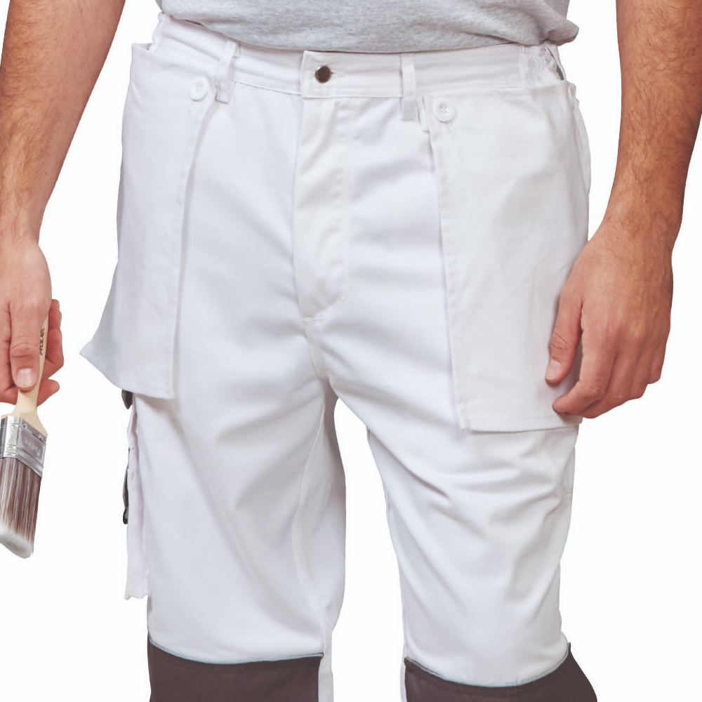 Trade Professional Painters Decorators White Work Trousers Pants Knee