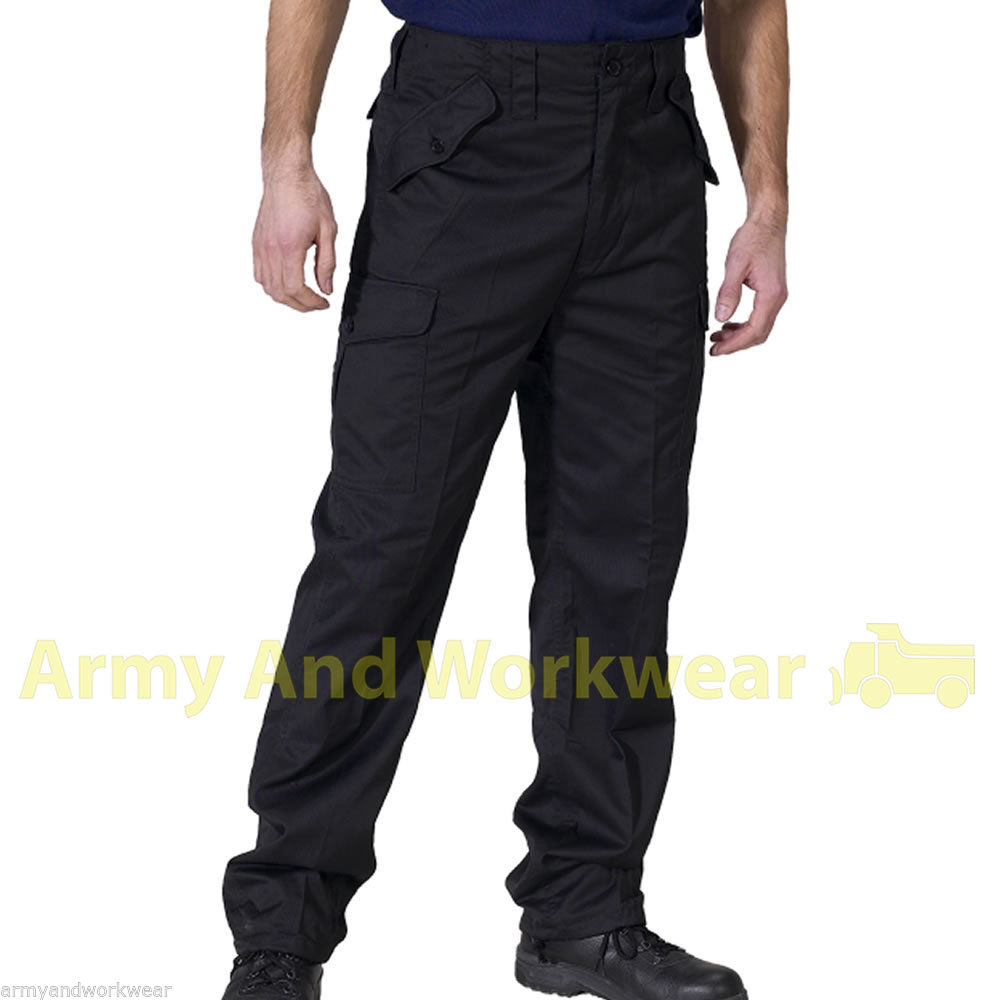 Police Security Guard Combat Cargo Trousers Work Pants Mens 6 Pocket ...