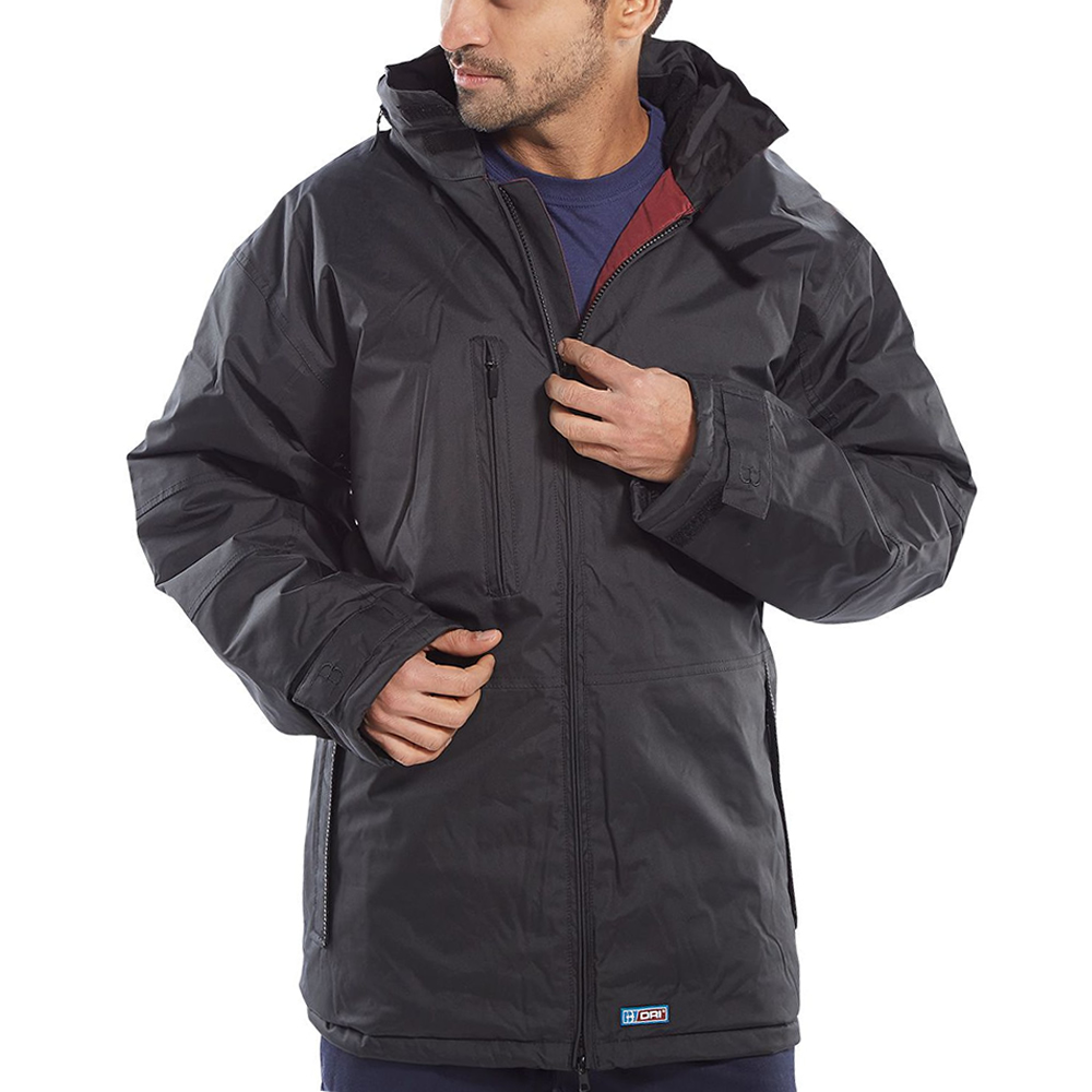 Hood S B-Dri Mercury Black Waterproof Parka Style Lined Work Jacket Coat 5XL 