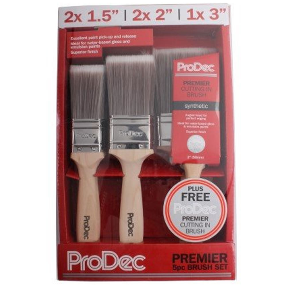 ProDec 6 Trade Set di Pennelli per Pittura Sintetica 1,5" 2" 3" | Pennello Falegname Omaggio - Foto 3 di 3