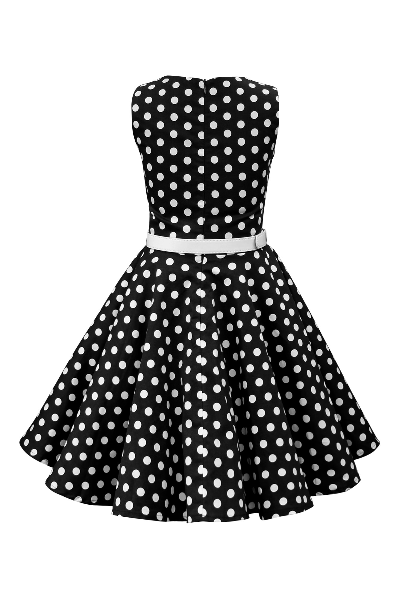 BlackButterfly Kids 'Amy' Vintage Polka Dot Dress - 50's Style, White & Black, Size 13-14 Years
