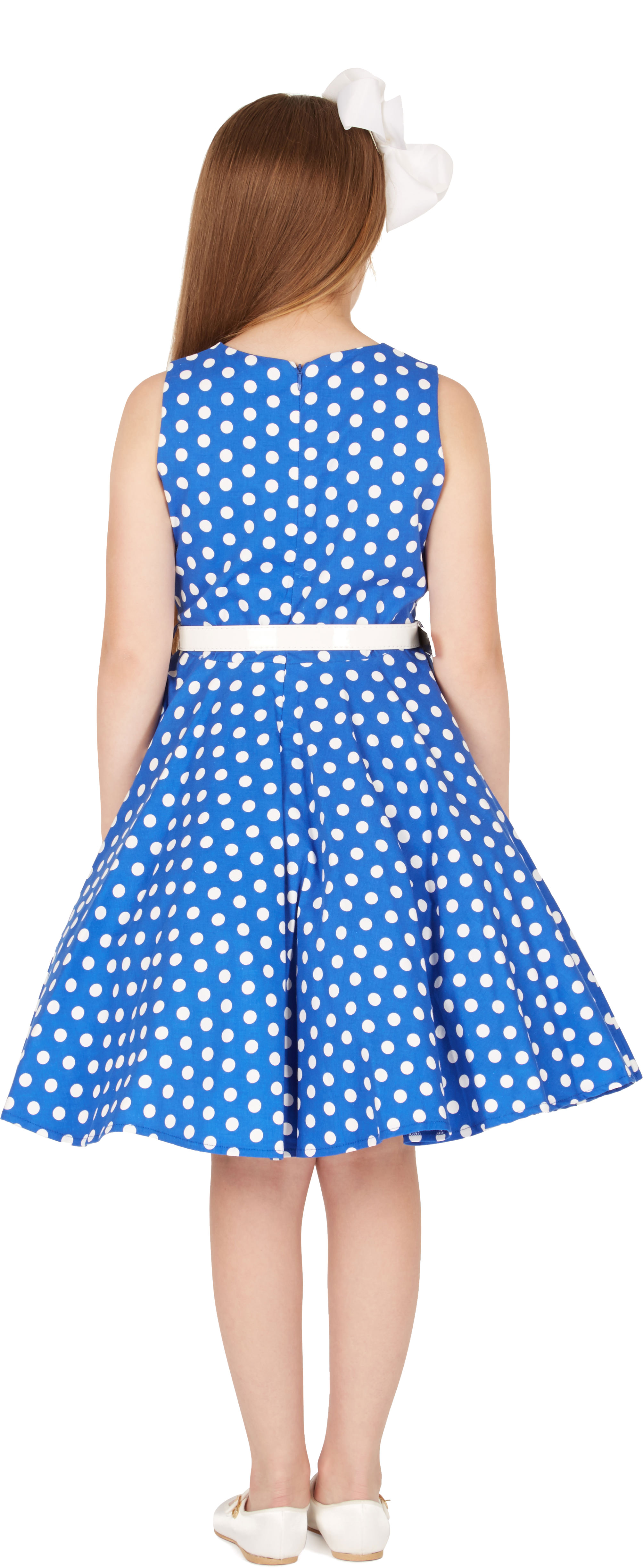 IWEMEK Girls Vintage Polka Dot Swing Dress - 1950s Retro Rockabilly Party Dress