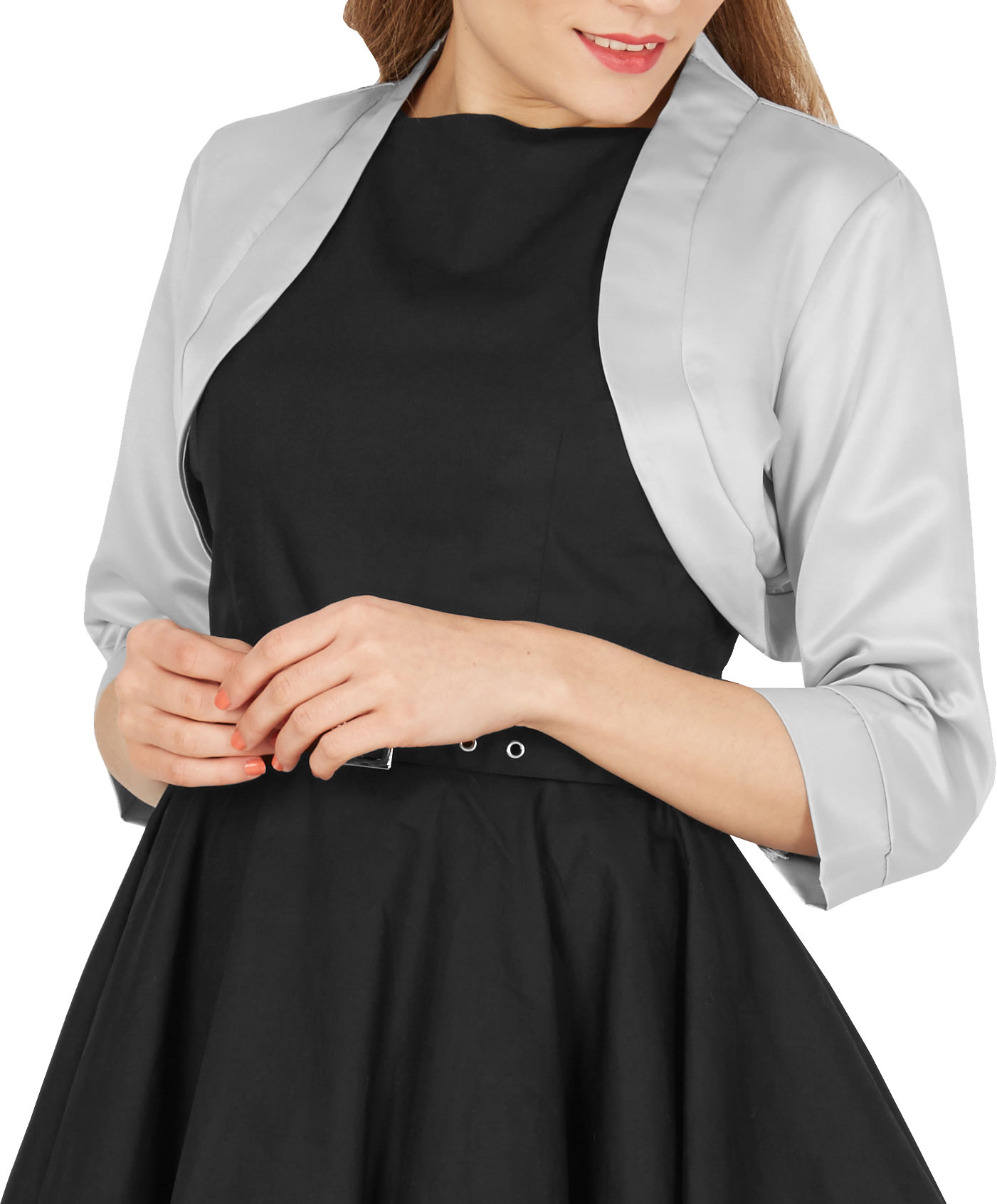 BlackButterfly Satin Short Sleeve Wedding Bridesmaid Prom Bolero Shrug Jacket | UK