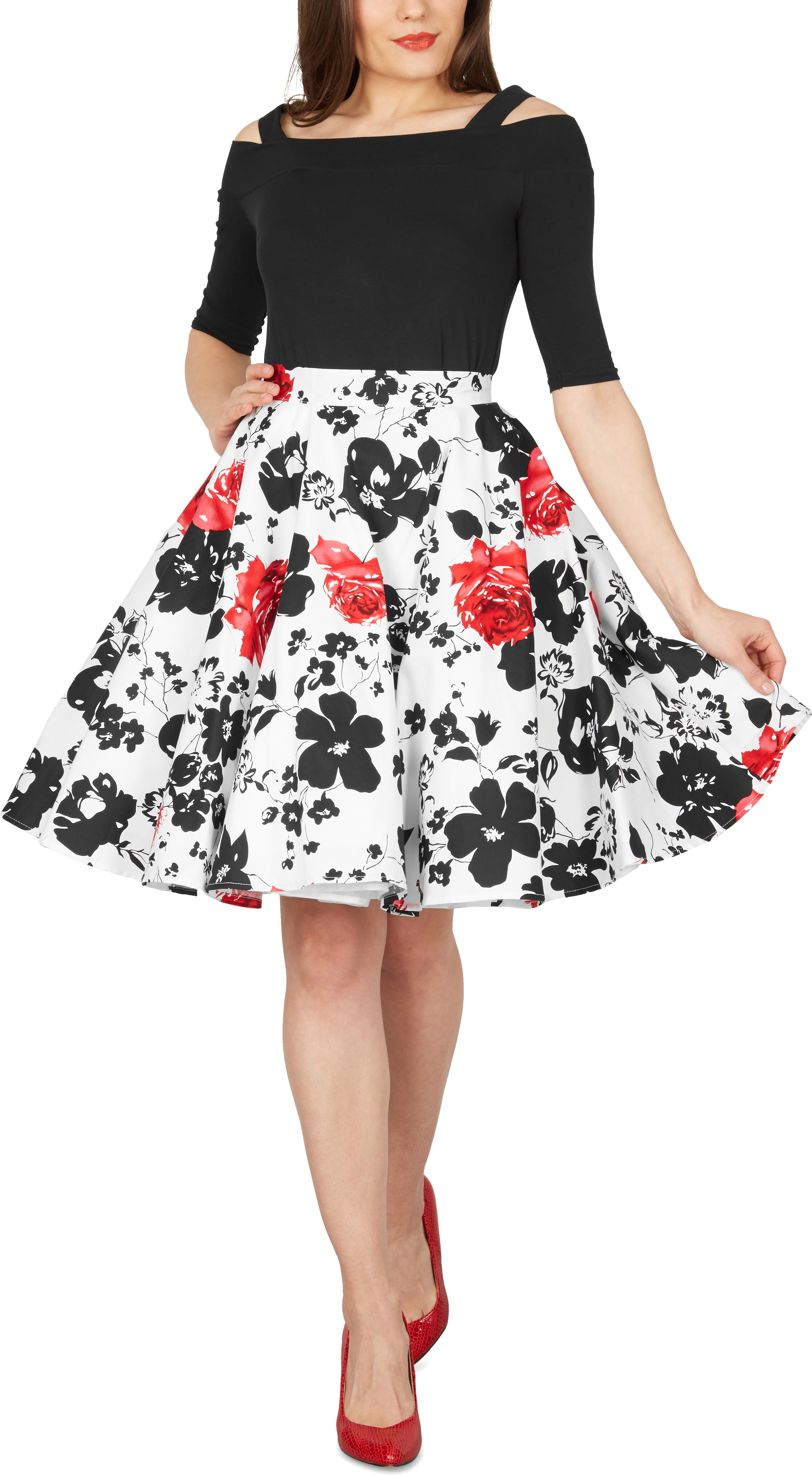 Stunning Floral Vintage Rockabilly Full Circle 1950's Flared Swing ...
