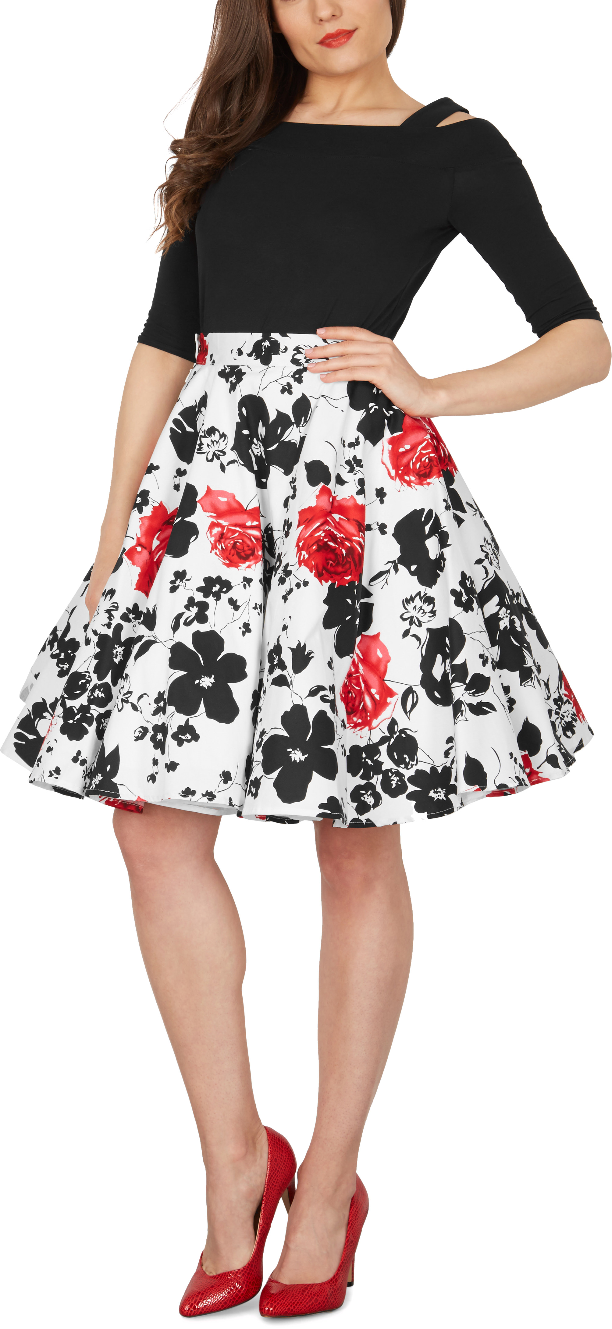 Stunning Floral Vintage Rockabilly Full Circle 1950's Flared Swing ...